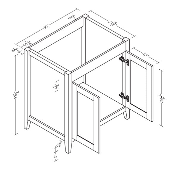 Novara - 30" CANADIAN, White Bathroom Vanity with Quartz top.