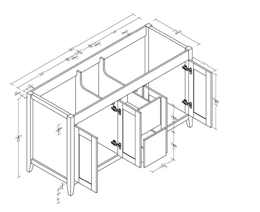 Novara - 60" Double sink CANADIAN, White Bathroom Vanity with Quartz top