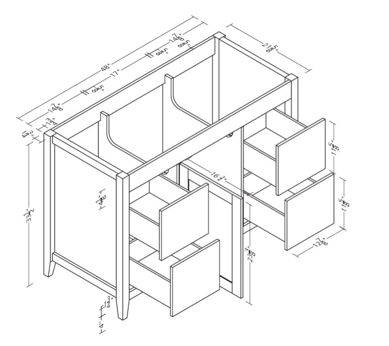 Novara - 48" CANADIAN, Midnight Black Bathroom Vanity with Quartz top