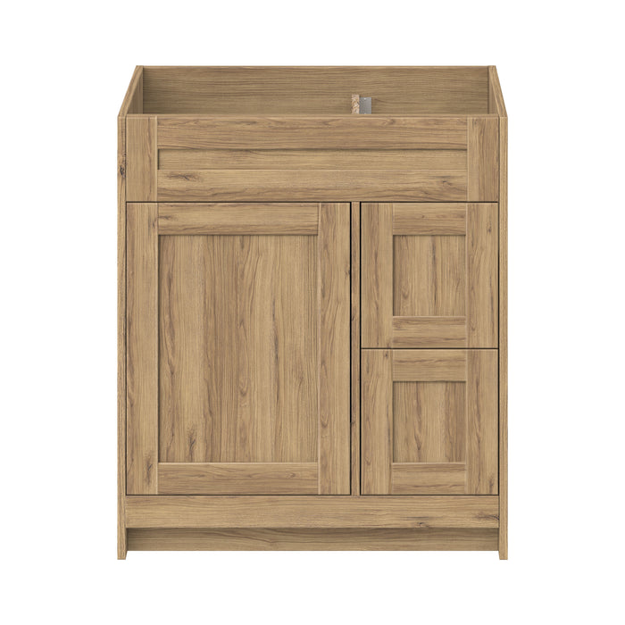 Daisy - 30" Vintage Oak Bathroom Vanity with Quartz top, Right side drawers