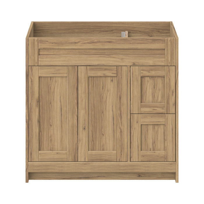 Daisy - 36" Vintage Oak Bathroom Vanity with Quartz top , Right Side drawers