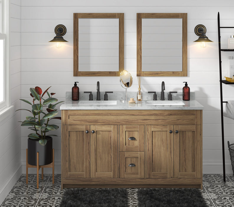 Daisy - 60"Double sink Vintage Oak Bathroom Vanity with Quartz top