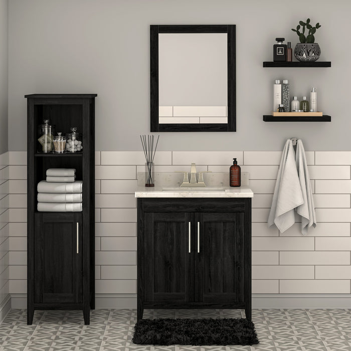 Novara - 30" CANADIAN, Midnight Black Bathroom Vanity with Quartz top,