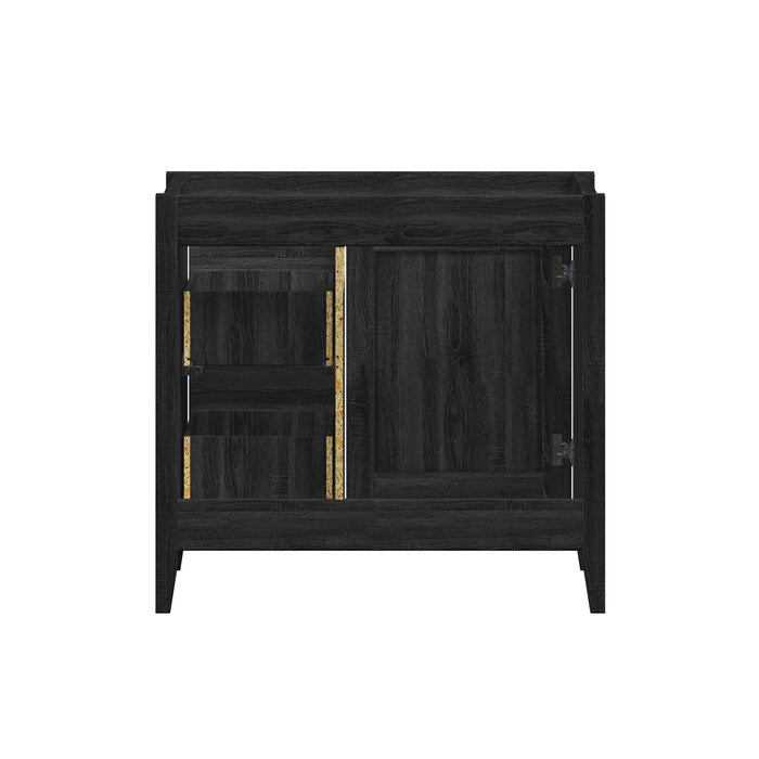 Novara - 36" CANADIAN, Midnight Black Bathroom Vanity with Quartz top, Right Side Drawers