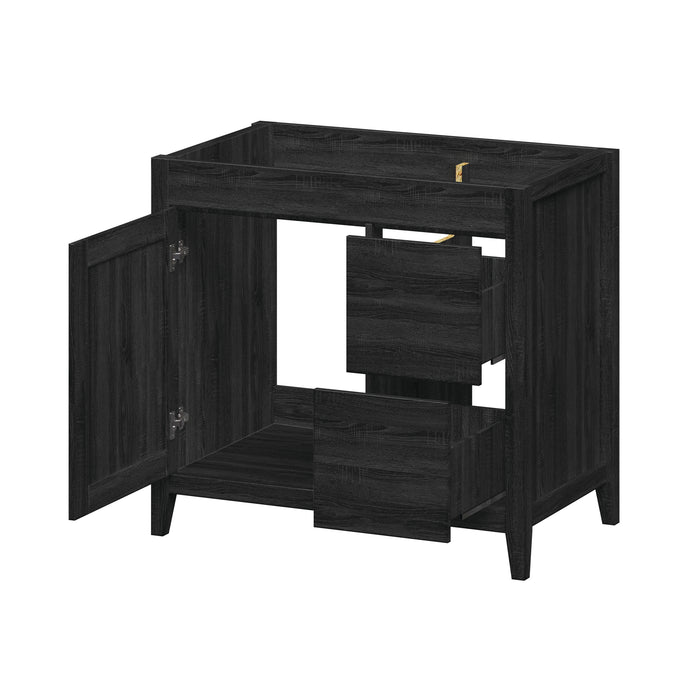 Novara - 36" CANADIAN, Midnight Black Bathroom Vanity with Quartz top, Right Side Drawers