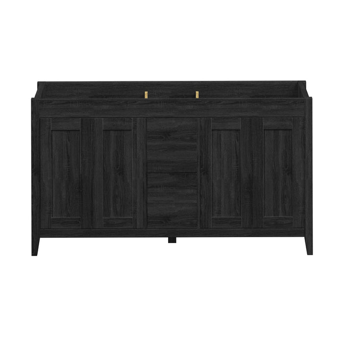 Novara - 60" Double sink CANADIAN, Midnight Black Bathroom Vanity with Quartz top