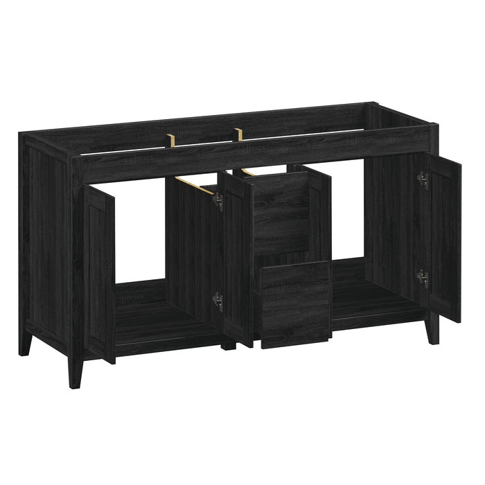 Novara - 60" Double sink CANADIAN, Midnight Black Bathroom Vanity with Quartz top