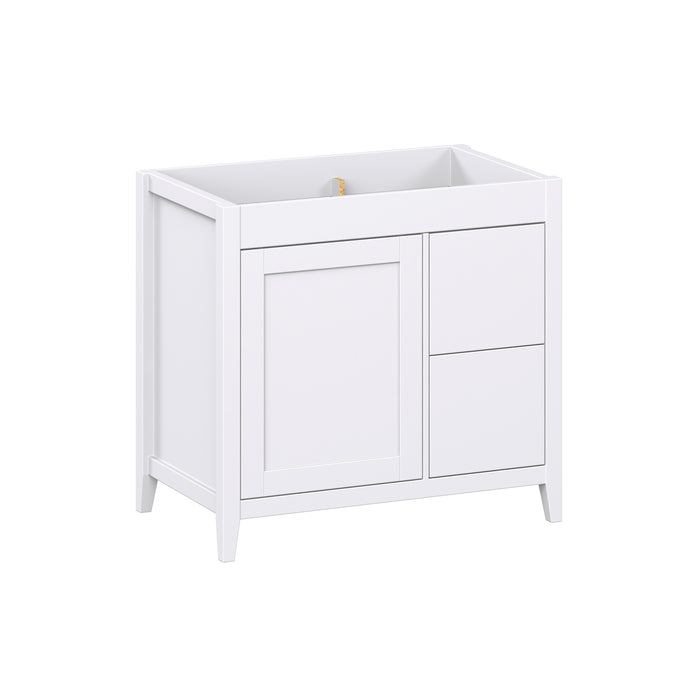 Novara - 36" CANADIAN, White Bathroom Vanity with Quartz top, Right Side Drawers