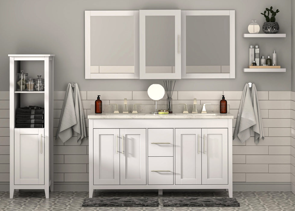 Novara - 60" Double sink CANADIAN, White Bathroom Vanity with Quartz top