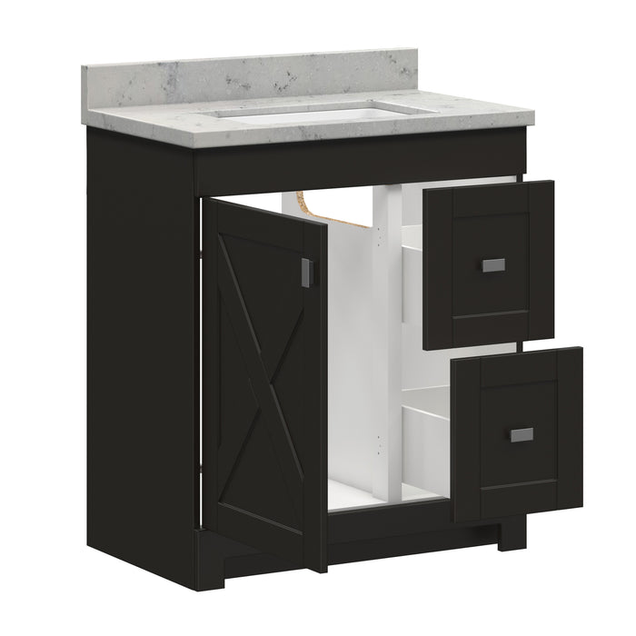 Torretta - 30" x 19" CANADIAN, Dark Chocolate Bathroom Vanity with Cultured Marble Top