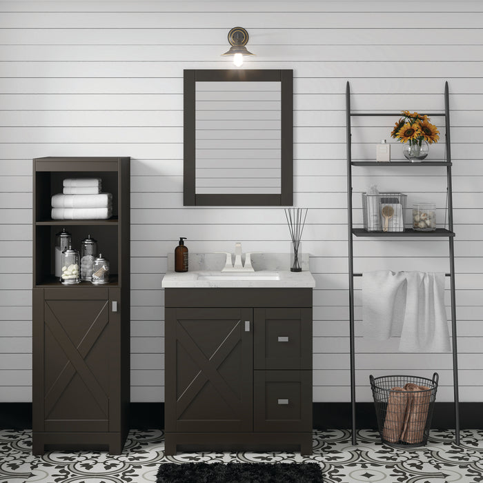 Torretta - 30" x 19" CANADIAN, Dark Chocolate Bathroom Vanity with Cultured Marble Top