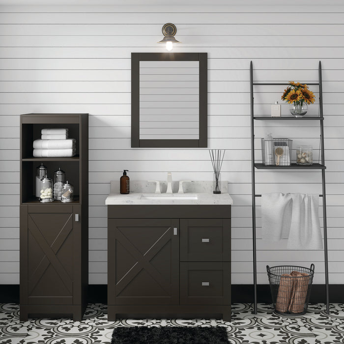 Torretta - 36" x 19" CANADIAN, Dark Chocolate Bathroom Vanity with Cultured Marble Top (Copy)