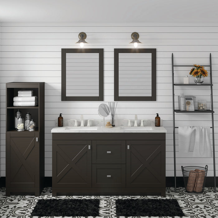 Torretta - 60" x 19" CANADIAN, Dark Chocolate Bathroom Vanity with Cultured Marble Top (Copy) (Copy) (Copy)