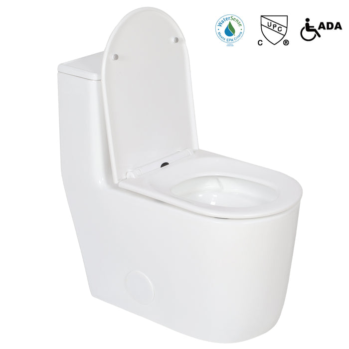 LUVIA 2184 - Premium Quality ceramic one piece elongated toilet with skirted trapway **PICK UP IN STORE ONLY** - Construction Commodities Supply Inc.