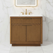 XANDER - 36"  WALNUT Solid Wood Bathroom Vanity with White White Quartz top - Construction Commodities Supply Inc.
