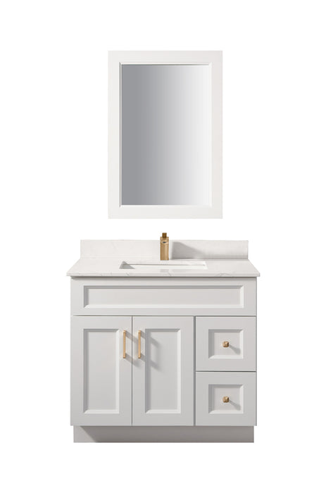 Nova- 42" Bathroom Vanity (3 colors) With Quartz Countertop / Right Side Drawers