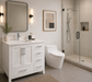 Rose - 36" White, Left Side Sink,Solid Wood Floor Standing Bathroom Vanity, White  Quartz Countertop. - Construction Commodities Supply Inc.