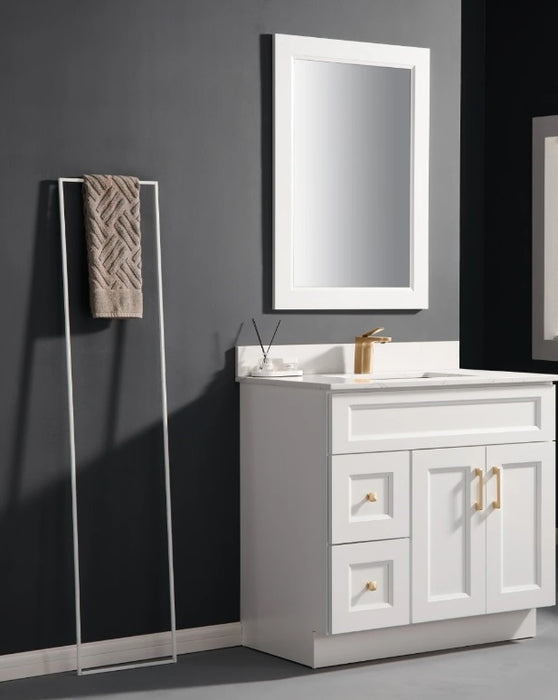 Nova- 42" Bathroom Vanity (3 colors) With Quartz Countertop / Left Side Drawers