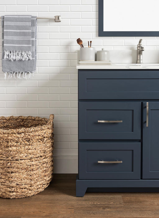 StoneWood - 36" Left Side Drawers Solid Wood Canadian Made Bathroom Vanity With Quartz Countertop (Available in 10 Colors )