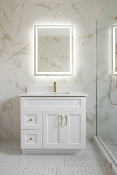 Nova- 42" Bathroom Vanity (4 colors) With Quartz Countertop / Left Side Drawers