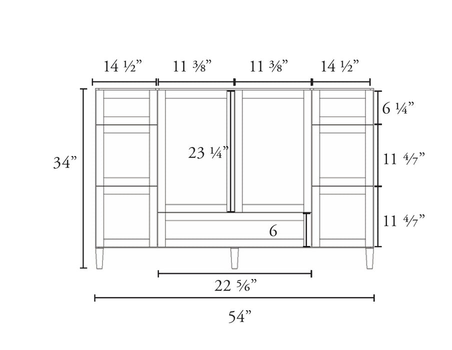 MILANO 54 Inch Light Walnut Bathroom Vanity with Quartz Countertop, 7 Drawers