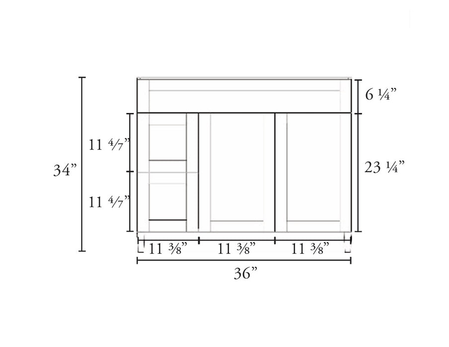 MILANO 36 Inch Light Walnut Bathroom Vanity with Quartz Countertop, Left Side Drawers