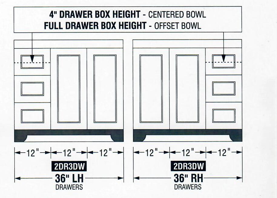 CANADIAN MAPLE 36 Inch Bathroom Vanity, Tuscan Calo Stain with Quartz Countertop, Right Side Drawers - Construction Commodities Supply Inc.
