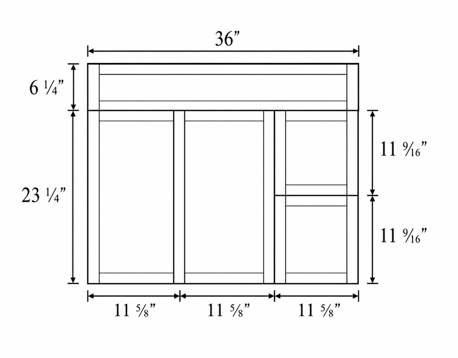 CLASSIC 36 Inch Bathroom Vanity, Canadian Made Natural Oak with Quartz Countertop, Right Side Drawers