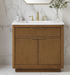 XANDER - 36"  WALNUT Solid Wood Bathroom Vanity with White White Quartz top - Construction Commodities Supply Inc.