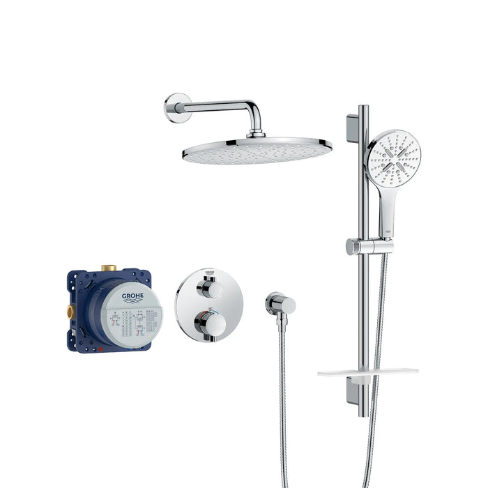 GROHE - RAINSHOWER GrohTherm 2-Handle Thermostatic Dual Function Round Shower Kit