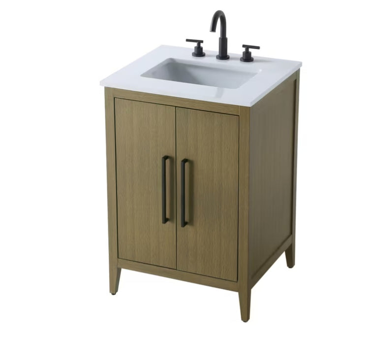 EMERSON - 24" Floor Standing Bathroom Vanity, Marble Countertop ( 3 colors available)