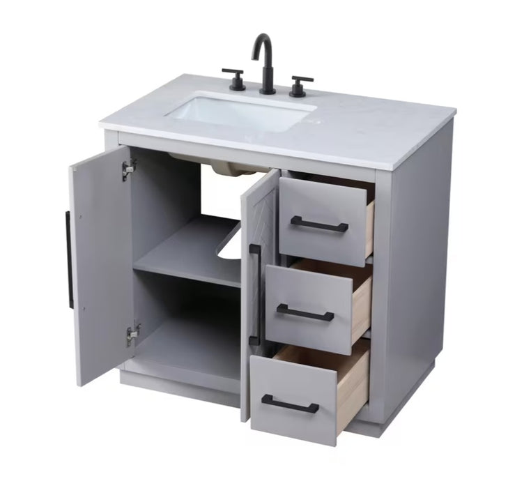 ASHTON- 42" Floor Standing Bathroom Vanity, Marble Countertop ( 3 colors available)