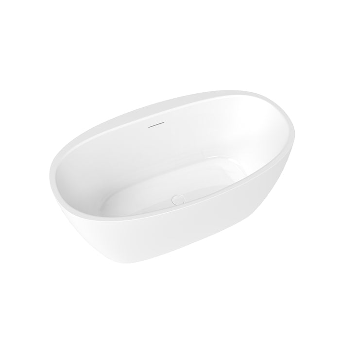 MAAX - Hatto 59" x 32" x 24"  Acrylic Freestanding Center Drain Bathtub in gloss White