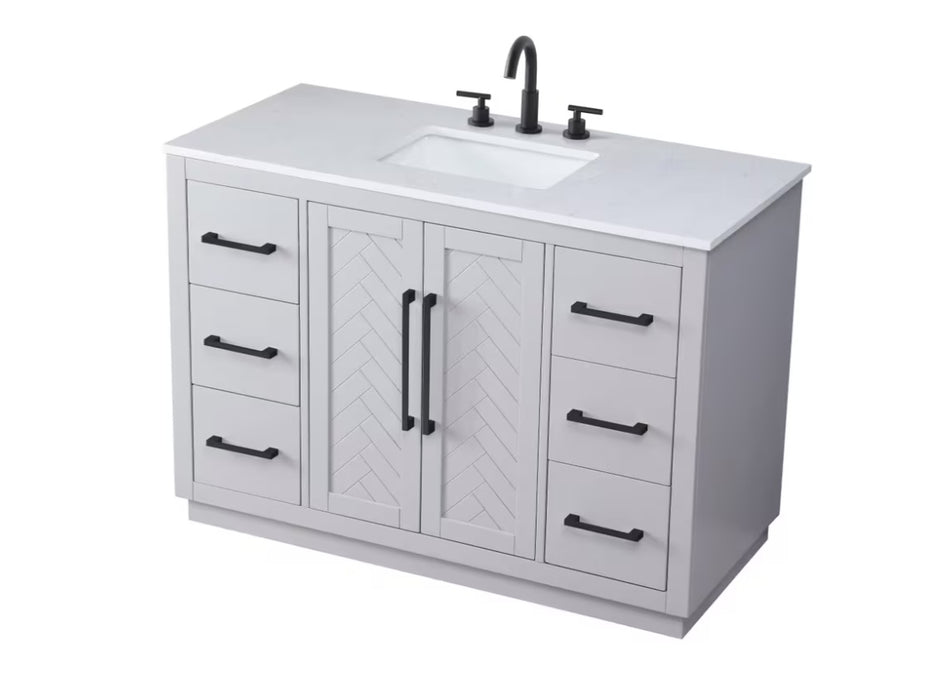 ASHTON- 48" Floor Standing Bathroom Vanity, Marble Countertop ( 3 colors available)