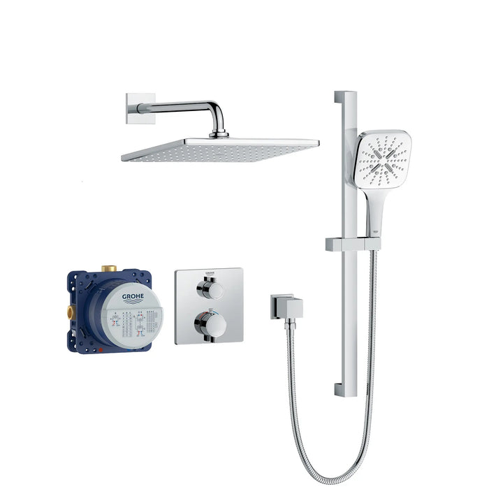 GROHE - RAINSHOWER  GrohTherm 2-Handle Thermostatic Single Function Square Shower Kit