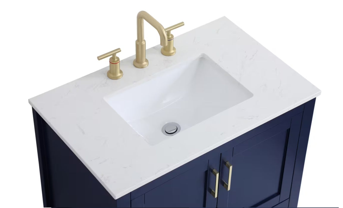 ELEGANT 24" x 19" Navy Blue , Floor Standing Modern Bathroom Vanity, Quartz Countertop