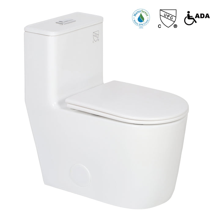 LUVIA 2184 - Premium Quality ceramic one piece elongated toilet with skirted trapway **PICK UP IN STORE ONLY** - Construction Commodities Supply Inc.
