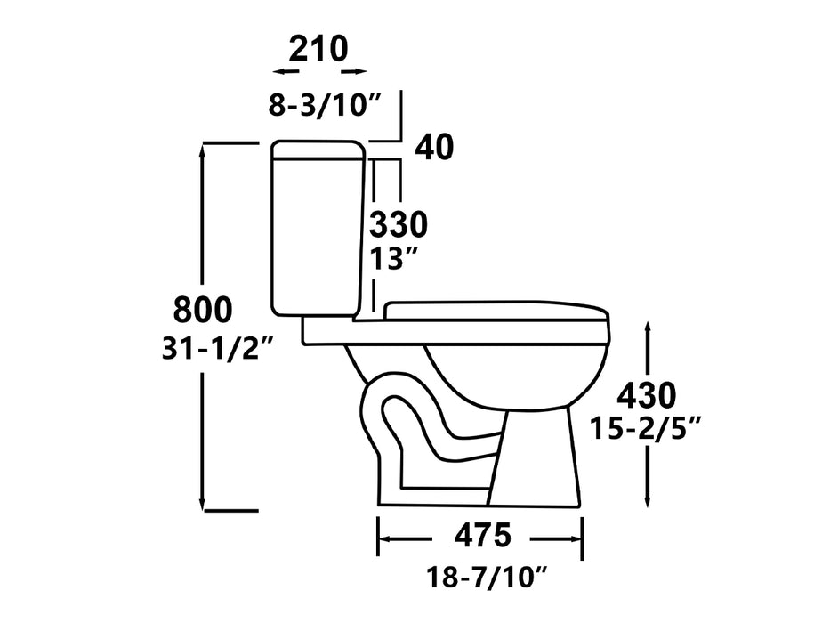 LUVIA - Premium Quality Ceramic Siphon S Trap Two Piece Ceramic Toilet **PICK UP IN STORE ONLY** - Construction Commodities Supply Inc.