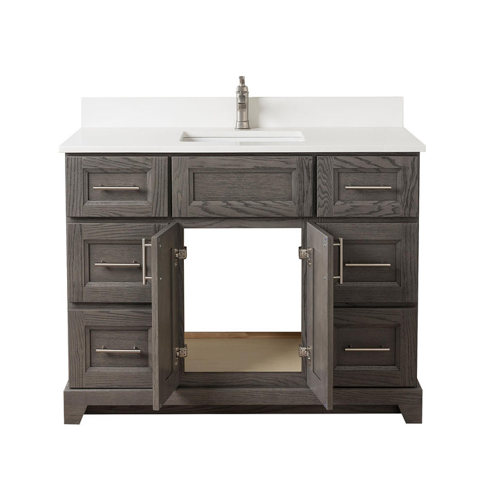 Stonewood - 48" Solid Wood Canadian Made Bathroom Vanity with Pure white Quartz Countertop (Available in 10 Colors )