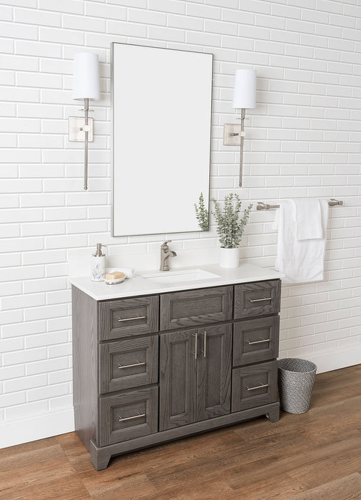 Stonewood - SHALLOW DEPTH , 42" x 18.5"  Solid Wood Canadian Made Bathroom Vanity With Quartz Countertop ( Available in 7 Colors )