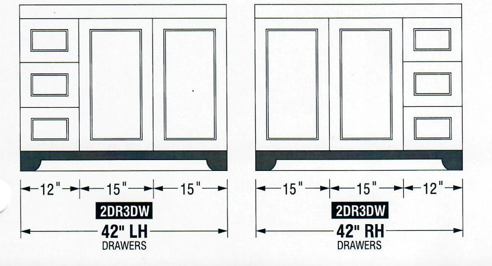 CANADIAN MAPLE - 42" Left side drawers Bathroom Vanity With Quartz Countertop.  (4 colors available) - Construction Commodities Supply Inc.