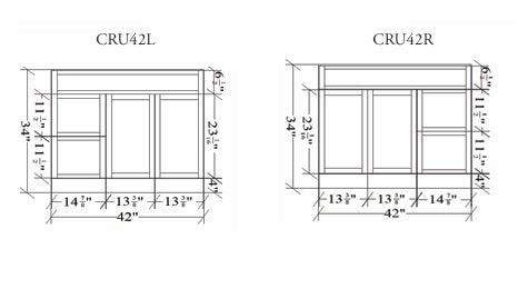 CRUSH - 42"  Narrow Shaker Bathroom Vanity (3 colors) With Quartz Countertop / Right Side Drawers