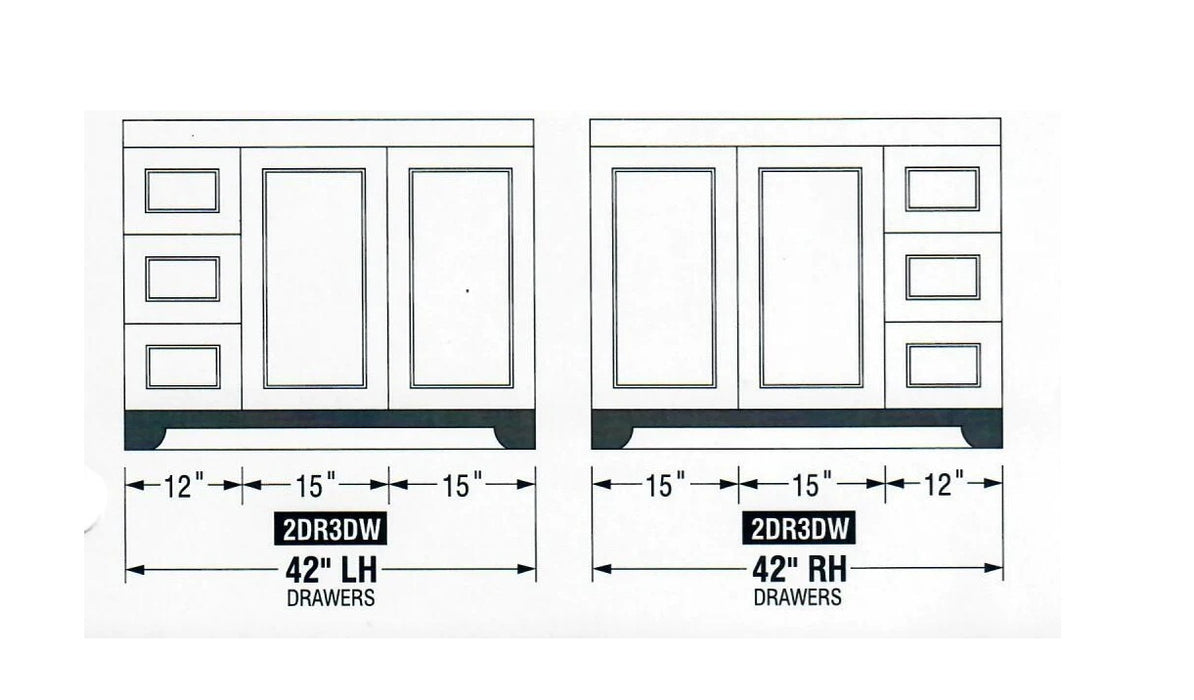 CANADIAN MAPLE - 42" Left side drawers, Tuscan Calo Stain Bathroom Vanity With Quartz Countertop - Construction Commodities Supply Inc.