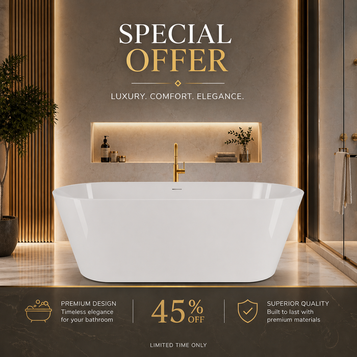RUBI - SERENO 59" / 67" Composite Acrylic Free Standing Bathtub