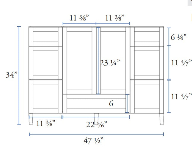 Classic- 48" Canadian Made Bathroom Vanity With Quartz Countertop & 7 Drawers