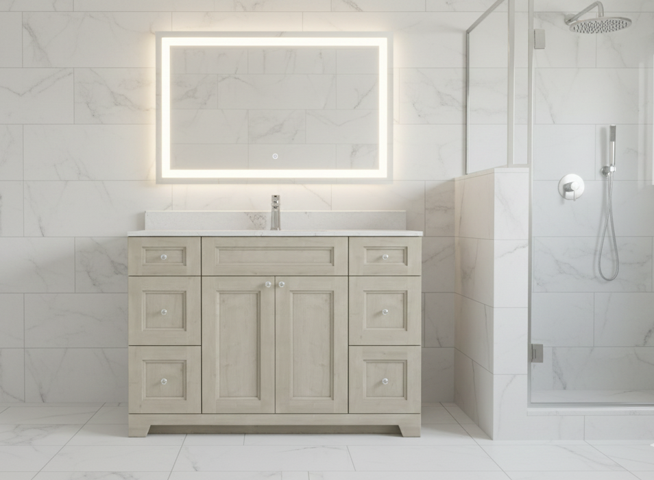 CLASSIC- 48" Solid wood Bathroom Vanity (3 colors) With Quartz Countertop