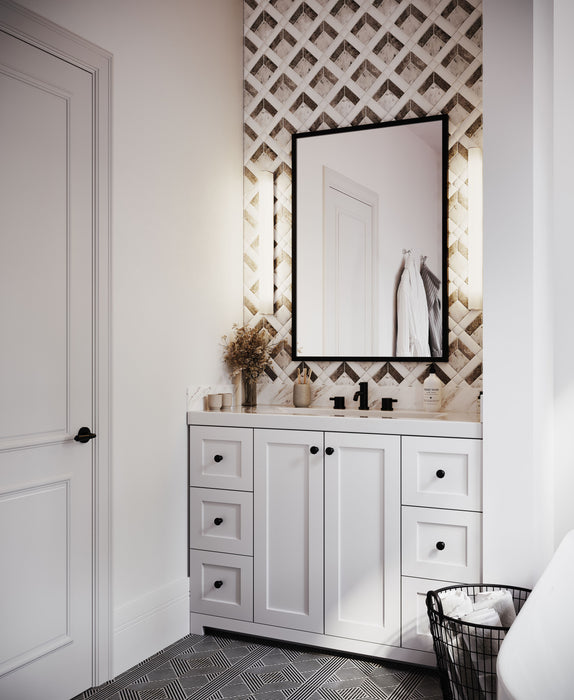 CABINETSMITH- 48" CANADIAN White Bathroom Vanity With Cultured White Marble Top