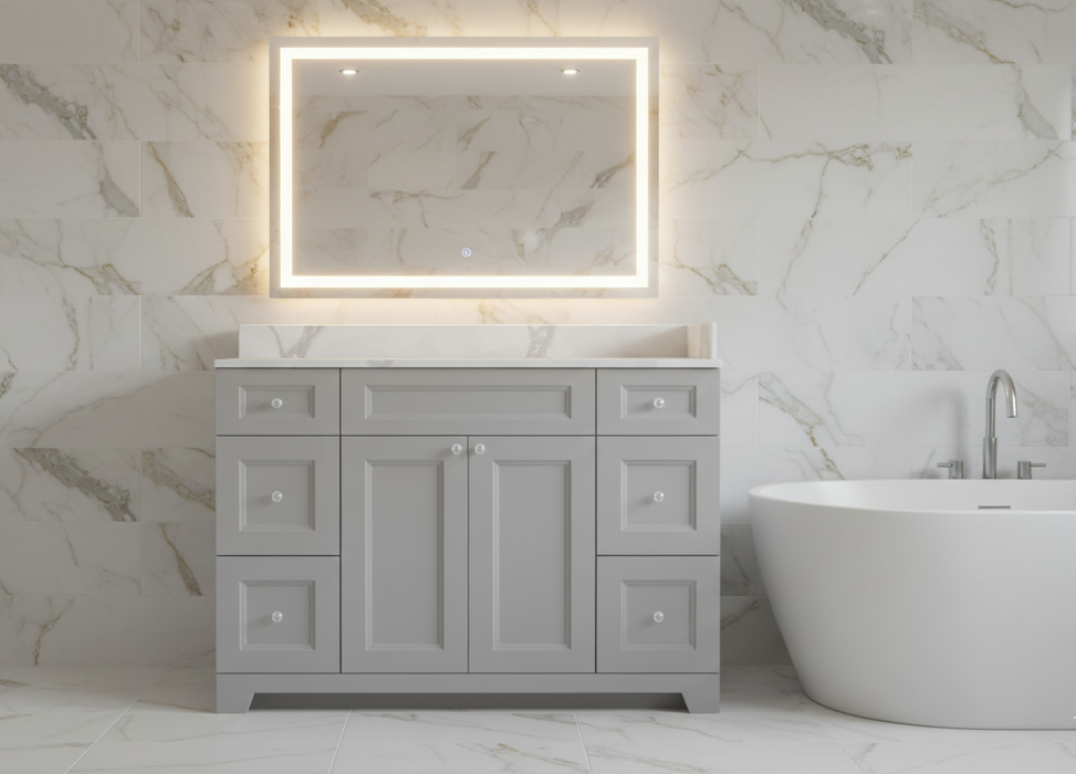 CLASSIC- 48" Solid wood Bathroom Vanity (3 colors) With Quartz Countertop