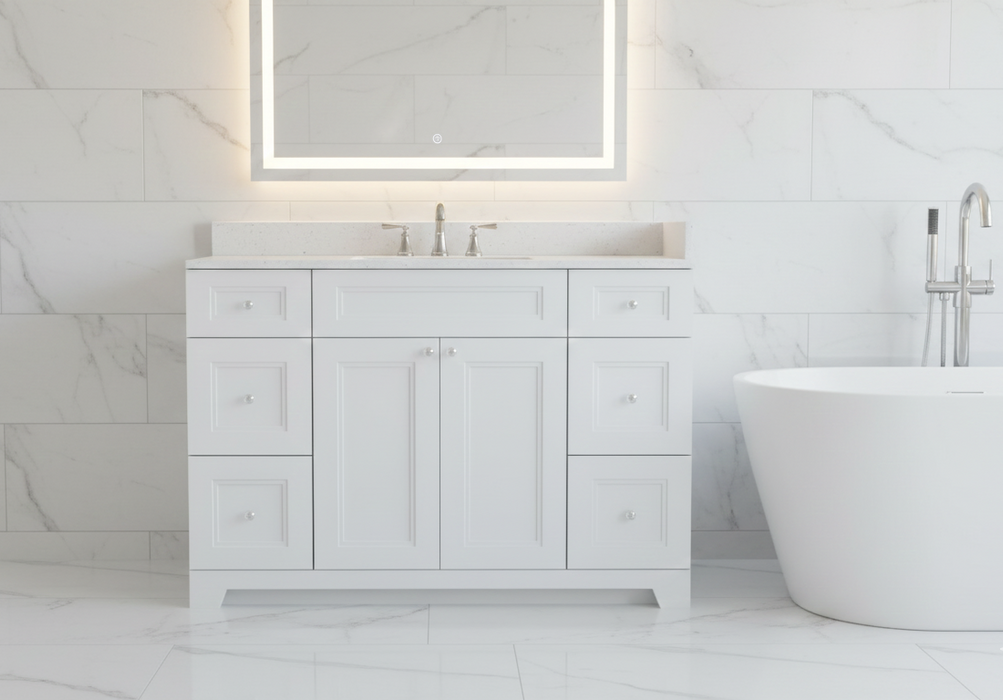 CLASSIC- 48" Solid wood Bathroom Vanity (3 colors) With Quartz Countertop