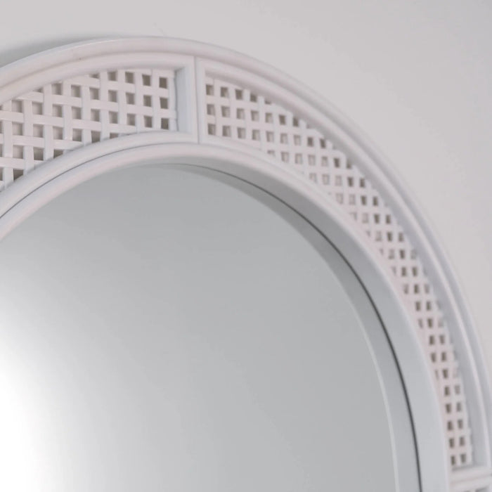 Rattan White Arched Mirror, 24x36